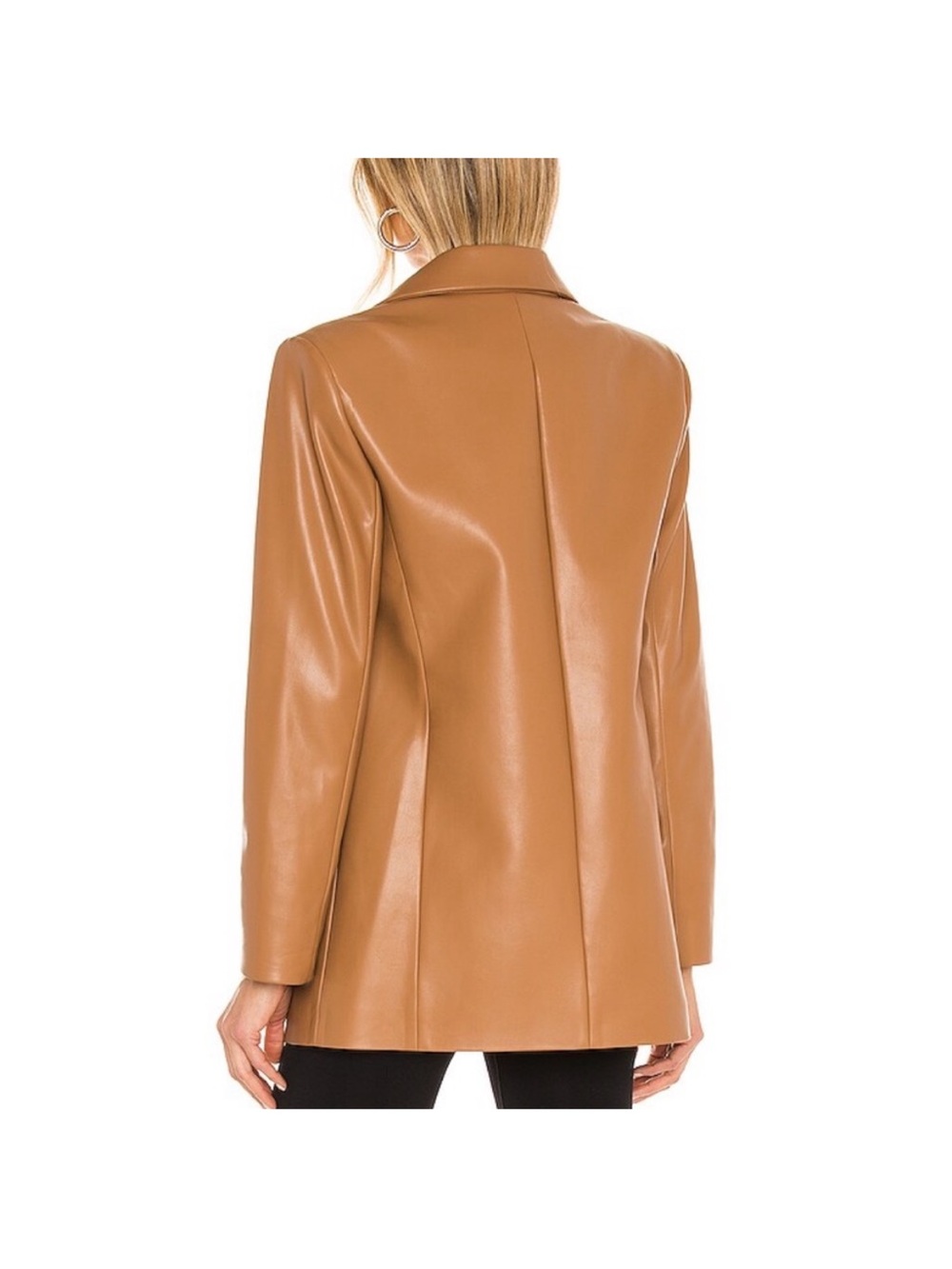Alice and Olivia Dunn vegan leather blazer Carmel color size XS - Picture 3 of 8